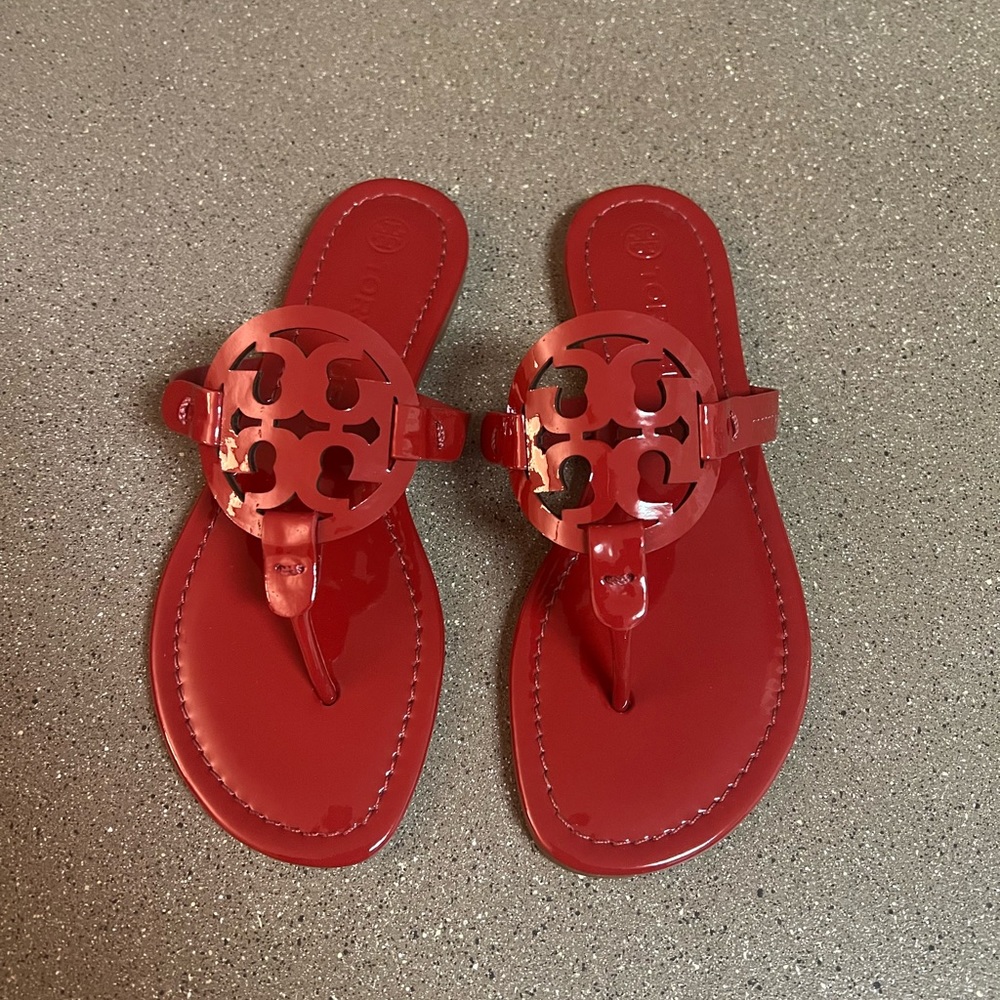 Size 6.5 Tory Red Leather sandals…Brand New